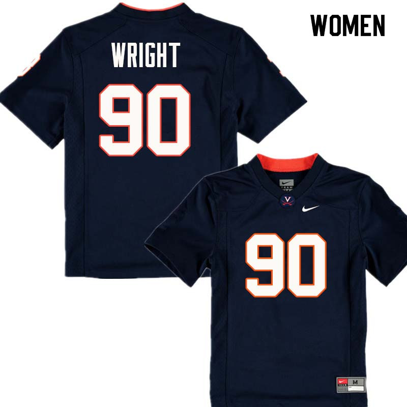 Women #90 Steven Wright Virginia Cavaliers College Football Jerseys Sale-Navy - Click Image to Close